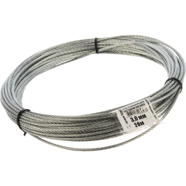 Стальной трос для растяжки DIN 3055, 3 мм, 20 м Tech-Krep 127933