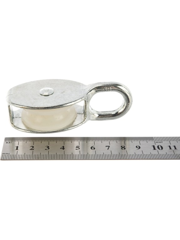 Одинарный оцинкованный блок для троса Tech-Krep нейлоновый шкив 40 мм ярлык 112744