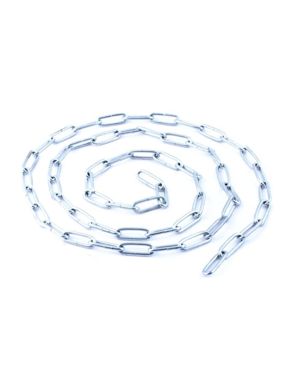 Цепь Стройбат DIN 763, длинное звено, 6 мм, белый цинк, 5 м 311210