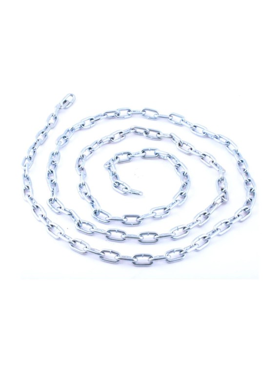 Цепь Стройбат DIN 766, длинное звено, 3 мм, белый цинк, 10 м 324100