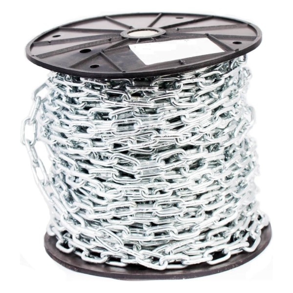 Цепь Стройбат DIN 766, короткое звено, 3 мм, белый цинк 048120