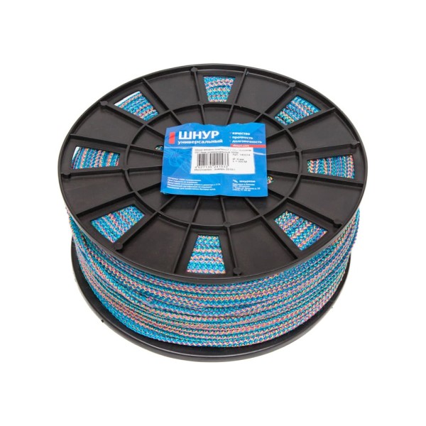 Универсальный вязаный шнур Tech-Krep ПП 4 мм с сердечником, цветной, 300 м 140314