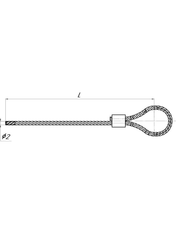 Трос с петлей и зажимом УМС 2 мм, L=2 м T-2-2-Z