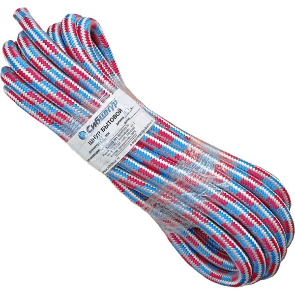 Плетеный бытовой шнур Сибшнур диаметр 14 мм, 10 м, моток 20335