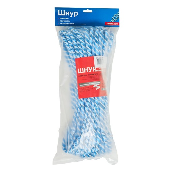 Плетеный шнур ПП 8 мм с сердечником, 24-прядный высокопрочный, цветной, 30 м Tech-Krep 140342