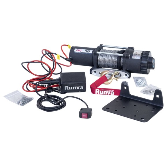 Электрическая лебёдка RUNVA 12V 4500A lbs синтетический трос EWT4500ASR