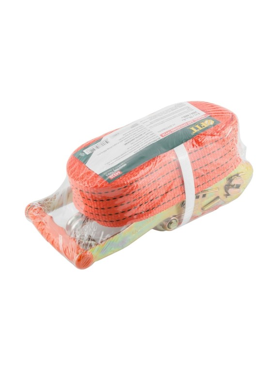 Ремень для крепления груза FIT храповый механизм 196 мм, лента 50 мм x 6 м, 2000/4000 кг 64920