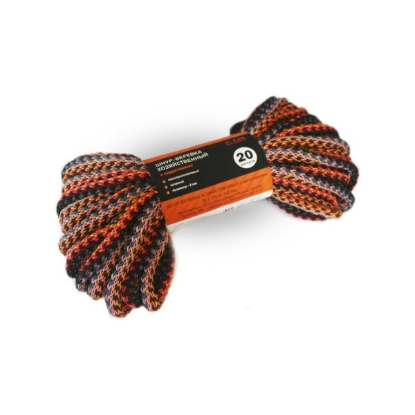 Шнур веревка ТПК Сигма  хозяйственный вязанный с сердечником, диаметр 5 мм. Моток 20 м ШВХ17