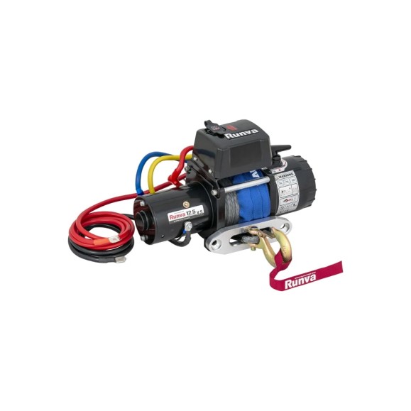 Электрическая лебёдка Runva 12V 12500 lbs 5670 кг короткий барабан синтетический трос 12.5XSSR
