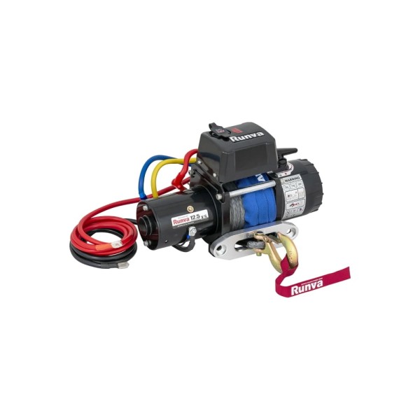 Электрическая лебёдка Runva 12V 12500 lbs 5670 кг короткий барабан синтетический трос 12.5XSSR