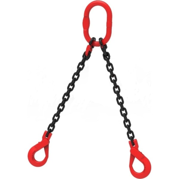 Цепной строп LITELIFT 2СЦ 11,2т 3м с самозакрывающимися крюками двухветвевой цепь 16x48 T8 G80 2sc11200t3s
