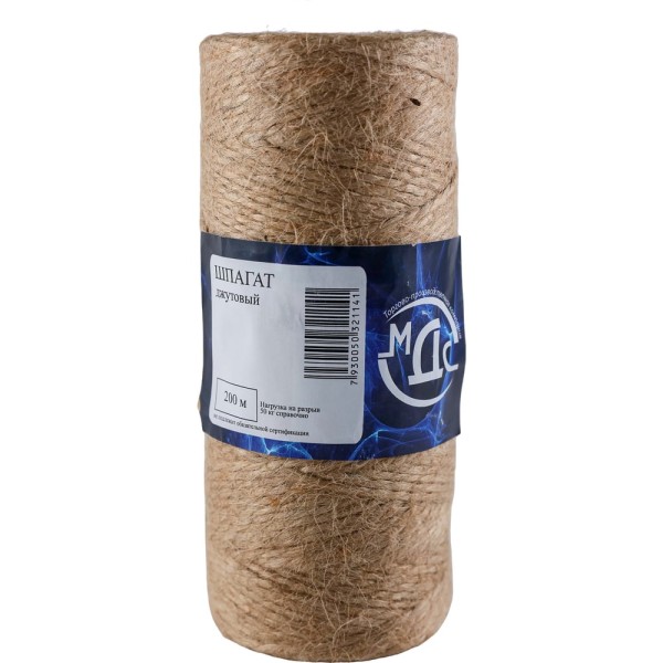 Джутовый крученый шпагат ТОРГОВО-ПРОИЗВОДСТВЕННАЯ КОМПАНИЯ МДС 1.5 мм, 200 м 7930050321141