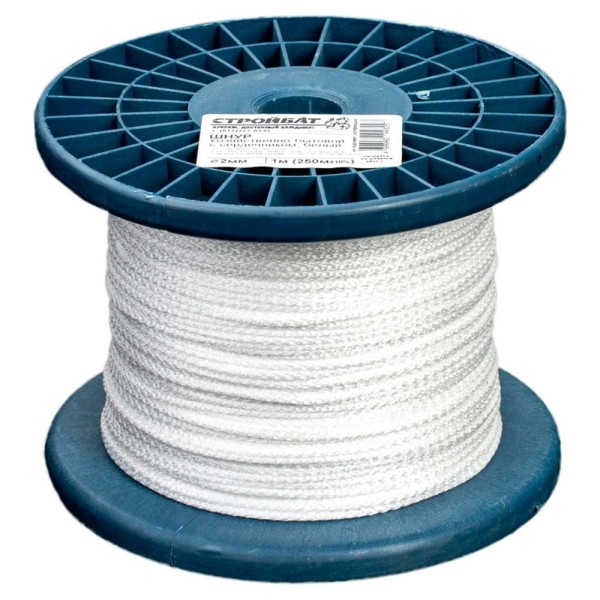 Хозяйственно-бытовой шнур Стройбат с сердечником 2 мм белый 250 м 301430