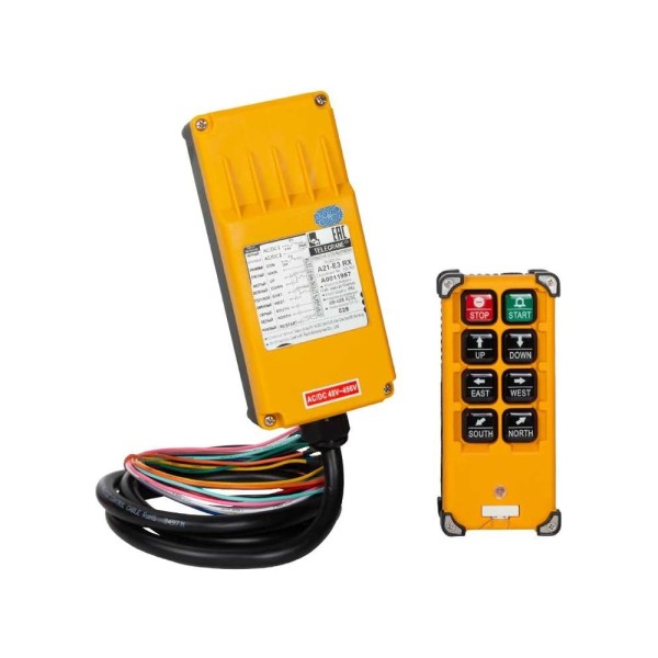 Радиоуправление TELECRANE A21-E3B, пульт 6 кн.+ старт + стоп, 1 скорость, питание 220/380В 00-00001726