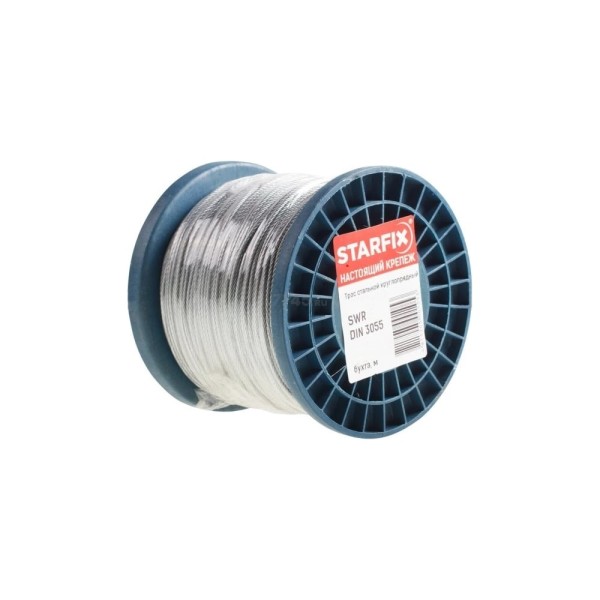 Стальной круглопрядный трос STARFIX SWR М3, DIN 3055, бухта 200 м SMP-53673-200