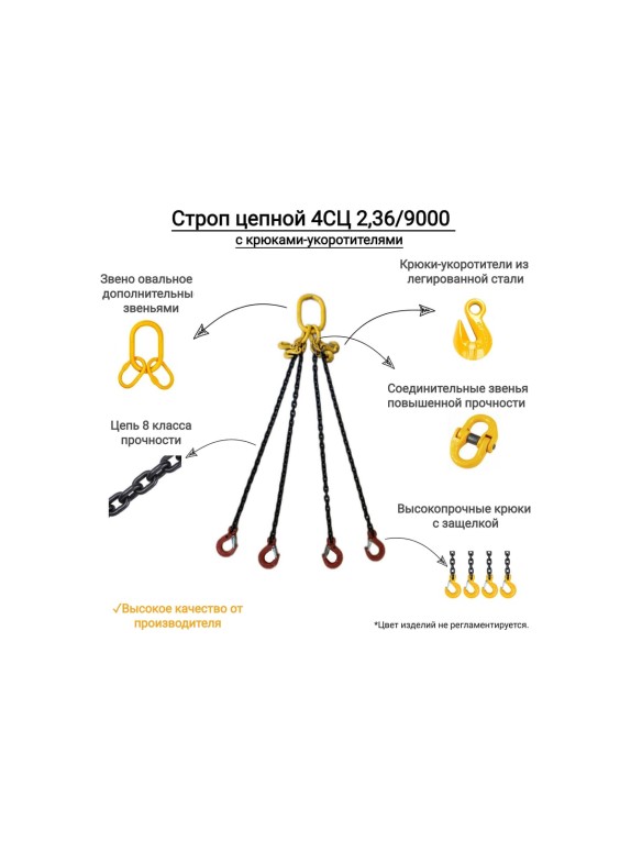 Цепной четырехветвевой строп КанТраст  4СЦ 2,36/9000 с крюками укоротителями 4STS2369000R
