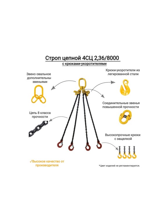 Цепной четырехветвевой строп КанТраст  4СЦ 2,36/8000 с крюками укоротителями 4STS2368000R