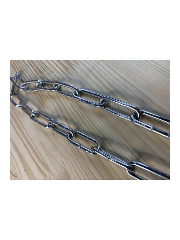 Цепь Стройбат DIN 763, длинное звено, 5 мм, белый цинк, 5 м 261660