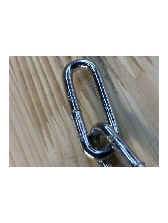 Цепь Стройбат DIN 763, длинное звено, 5 мм, белый цинк, 5 м 261660