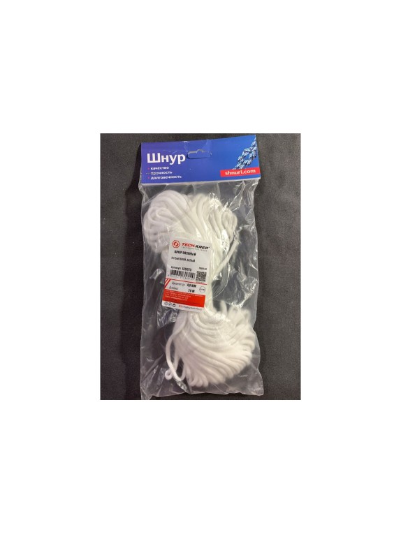 Вязаный шнур ПЭ бытовой 4 мм, белый, 20 м Tech-Krep 139973