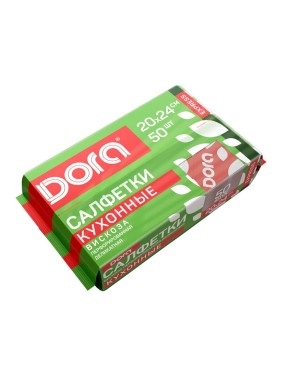 Салфетки из вискозы Dora 20x24 см, 50 шт, перфорированные, в диспенсере 2001-054