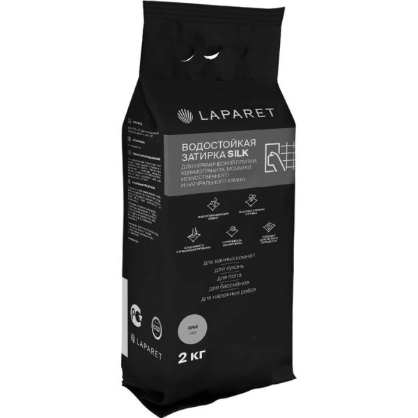 Затирка LAPARET -fuga silk, водостойкая, 2 кг, для керамической плитки, керамогранита, мозаики, искуственного и натурального камня х9999292890