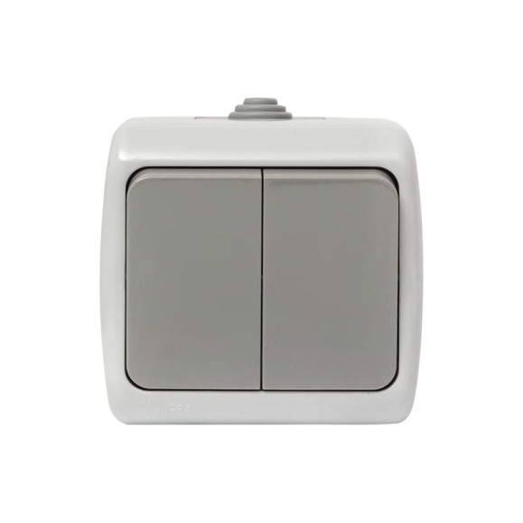 Выключатель EKF Мурманск 2-клавишный 10А IP54 серый EFV10-023-30-54 Выключатель EKF Мурманск 2-клавишный 10А IP54 серый EFV10-023-30-54