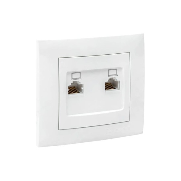 2-местная компьютерная розетка EKF Валенсия, RJ-45 белая PROxima EWK02-035-10