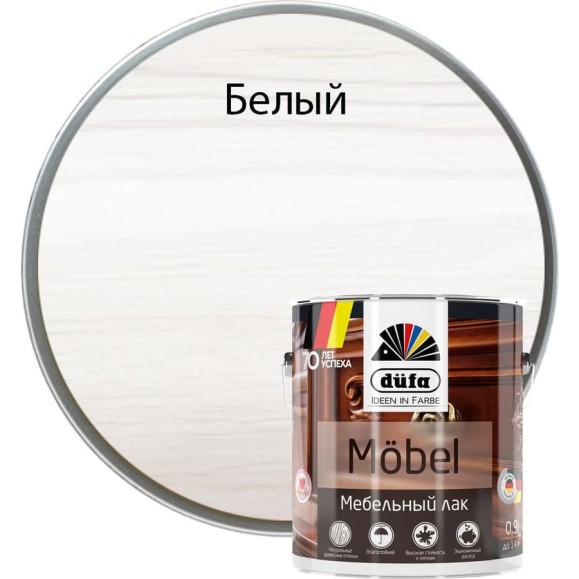 Лак Dufa MOBEL мебельный белый 900 мл МП00-005496
