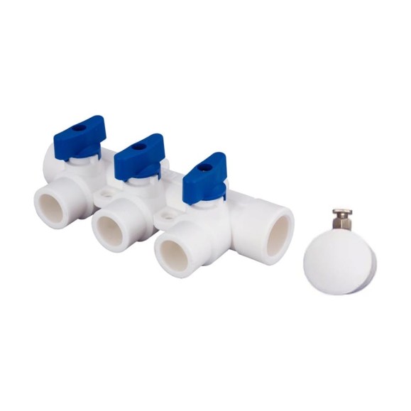 Коллектор с воздухоотводчиком MeerPlast ду32/3x20w синий D200-00011 Коллектор с воздухоотводчиком MeerPlast ду32/3x20w синий D200-00011