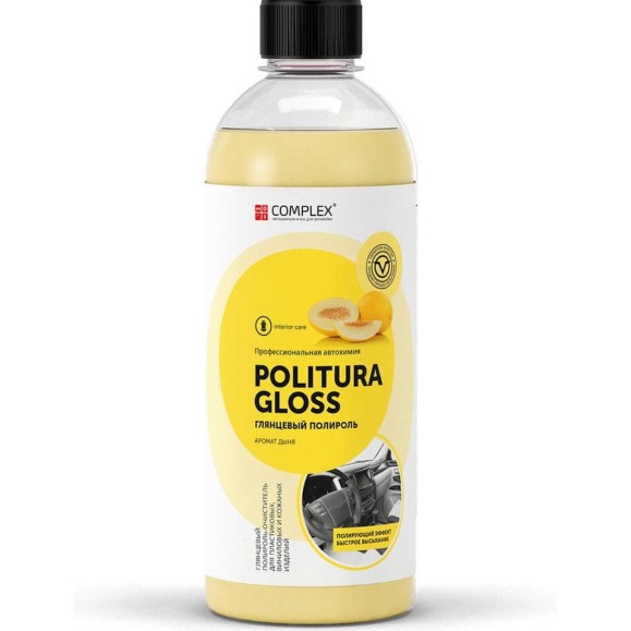 Глянцевый полироль для пластика Complex politura gloss дыня 0,5л 1125052 Глянцевый полироль для пластика Complex politura gloss дыня 0,5л 1125052