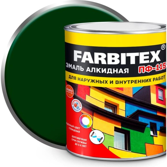 Алкидная эмаль FARBITEX ПФ-115 (зеленый; 1.8 кг) 4300006021