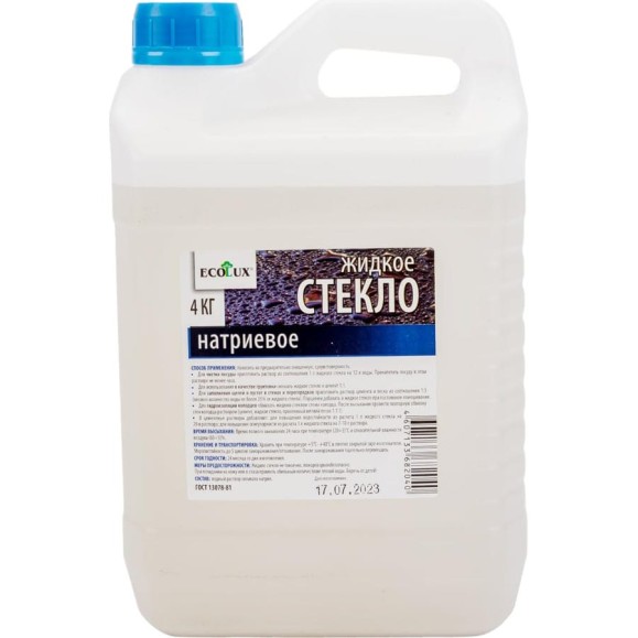 Жидкое натриевое стекло ECOLUX 4 кг 4607133682040 Жидкое натриевое стекло ECOLUX 4 кг 4607133682040