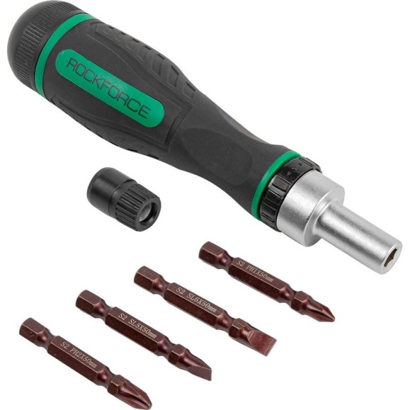 Реверсивная отвертка 5 в 1 с набором бит Rockforce RF-32805MR(52175) Реверсивная отвертка 5 в 1 с набором бит Rockforce RF-32805MR(52175)