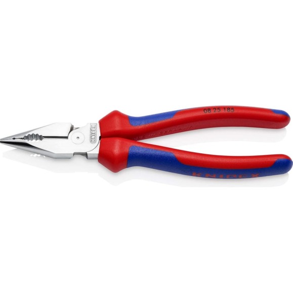 Комбинированные остроконечные плоскогубцы KNIPEX с удлинёнными губками, длина 185 мм, хром, двухкомпонентные ручки SB KN-0825185SB Комбинированные остроконечные плоскогубцы KNIPEX с удлинёнными губками, длина 185 мм, хром, двухкомпонентные ручки SB KN-0825185SB