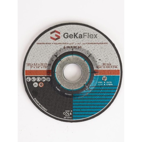 Диск шлифовальный 125x6х22 мм, 100 шт Flex Geka 100125622 Диск шлифовальный 125x6х22 мм, 100 шт Flex Geka 100125622