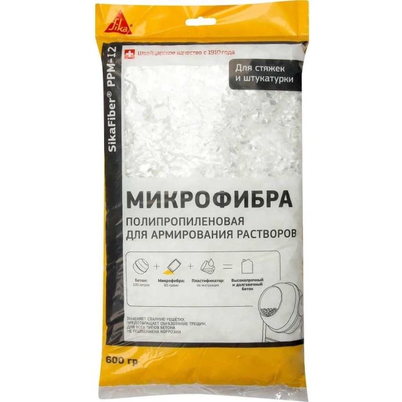 Полипропиленовая фибра для бетонов и растворов SIKA Fiber PPM-12 0,6КГ 675484