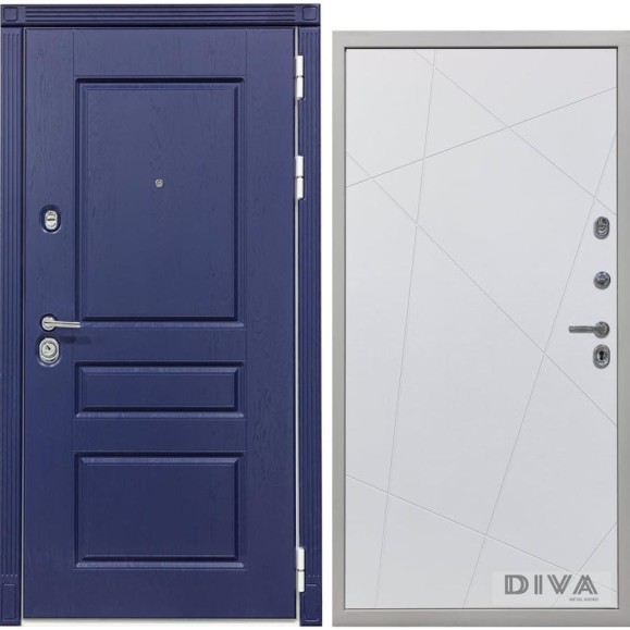 Дверь DIVA 45 2050x860 мм, правая, Роял синий - Д11 Белый Софт УТ-00073632