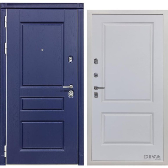 Дверь DIVA 45 2050x860 мм, левая, Роял синий - Д7 Белый Софт УТ-00072849