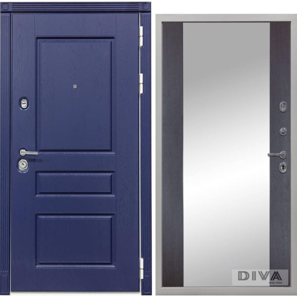 Дверь DIVA 45 зеркало, 2050x960 мм, правая, Роял синий - Д15 Венге УТ-00075207