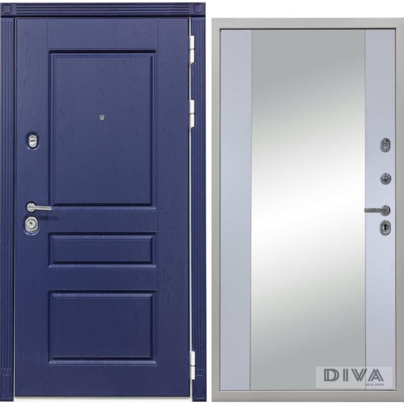 Дверь DIVA 45 зеркало, 2050x960 мм, правая, Роял синий - Д15 Силк маус УТ-00075192