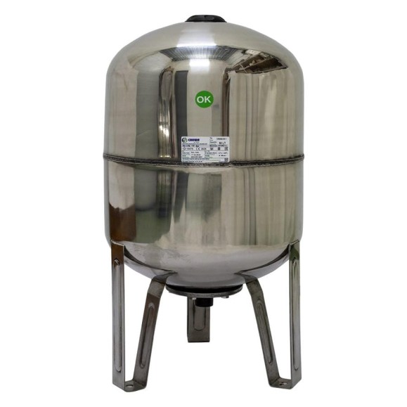Бак вертикальный с ножками 50 л, aisi 304 сталь, 10 бар, 1", замен. мембрана EPDM CRUWA CRW SS 50 V