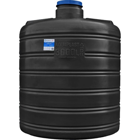 Овально-вертикальный бак 3000л черный AQUAPLAST 4650017955259 Овально-вертикальный бак 3000л черный AQUAPLAST 4650017955259