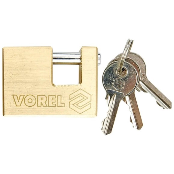 Стержневой навесной замок VOREL латунный, 50 мм 77210 Стержневой навесной замок VOREL латунный, 50 мм 77210
