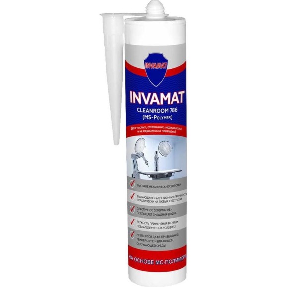 Герметик INVAMAT Cleanroom для чистых, стерильных, медицинских и не медицинских помещений прозрачный 310 мл 786 Герметик INVAMAT Cleanroom для чистых, стерильных, медицинских и не медицинских помещений прозрачный 310 мл 786