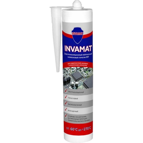 Герметик INVAMAT 817, электроизоляционный, силиконовый, нейтральный, серый, 280 мл 1053 Герметик INVAMAT 817, электроизоляционный, силиконовый, нейтральный, серый, 280 мл 1053