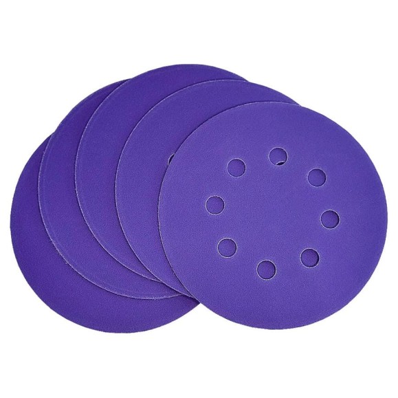 Диск шлифовальный Purple Film на пленочной основе 8 отверстий 125 мм, Р220, 5 шт Abraforce 165018 Диск шлифовальный Purple Film на пленочной основе 8 отверстий 125 мм, Р220, 5 шт Abraforce 165018