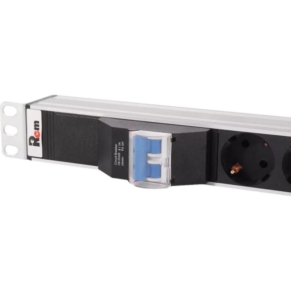 Блок силовых розеток Rem -32, вертикальный, неуправляемый, IEC 60320 С13x20, IEC 60320 С19x10, вход колодка, 1 463мм 32А, автомат + индикатор, алюминий, IP20 R-32-20C13-10C19-A-I-1420-K