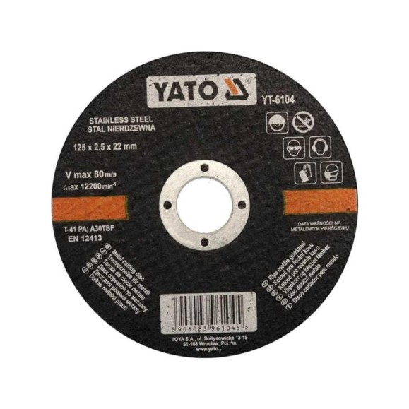 Диск отрезной по металлу, 125x2,5 мм YATO YT-6104 Диск отрезной по металлу, 125x2,5 мм YATO YT-6104