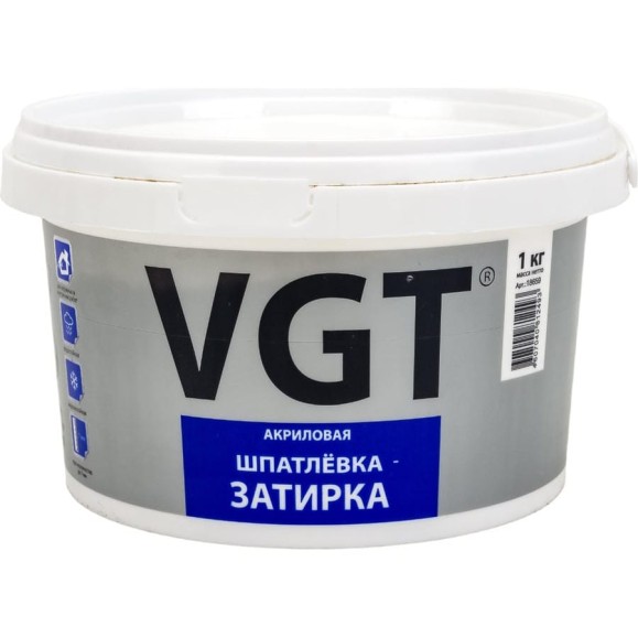 Шпатлёвка-затирка водостойкая, тонкодисперсионная 1 кг VGT 11603106 36470076 Шпатлёвка-затирка водостойкая, тонкодисперсионная 1 кг VGT 11603106 36470076